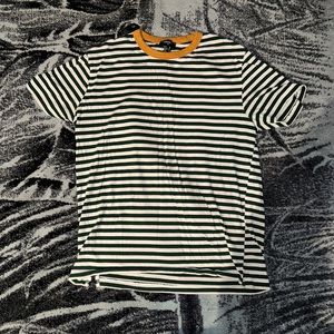 Extra small green and white striped shirt